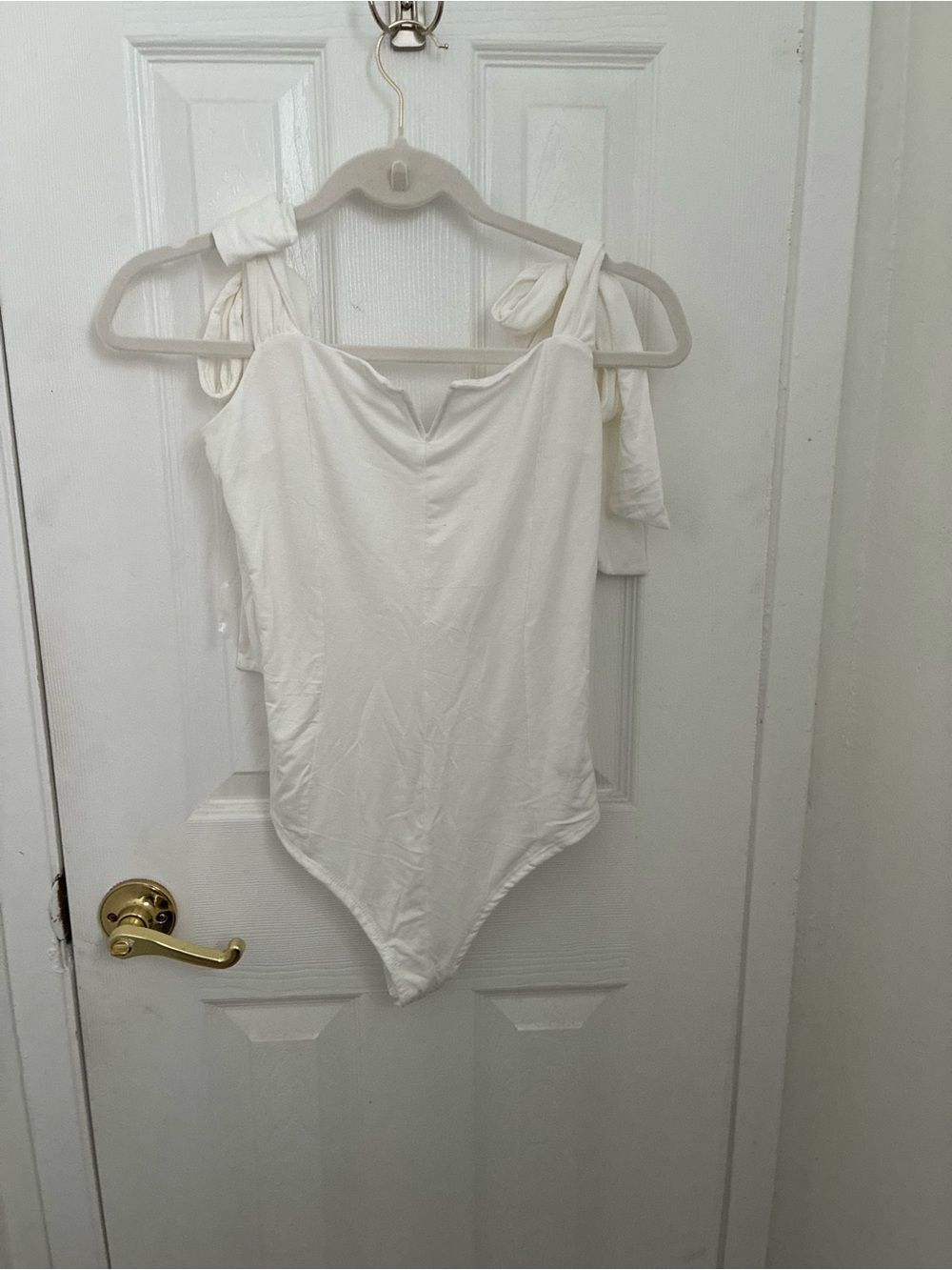 gaze White Tie-Shoulder Bodysuit